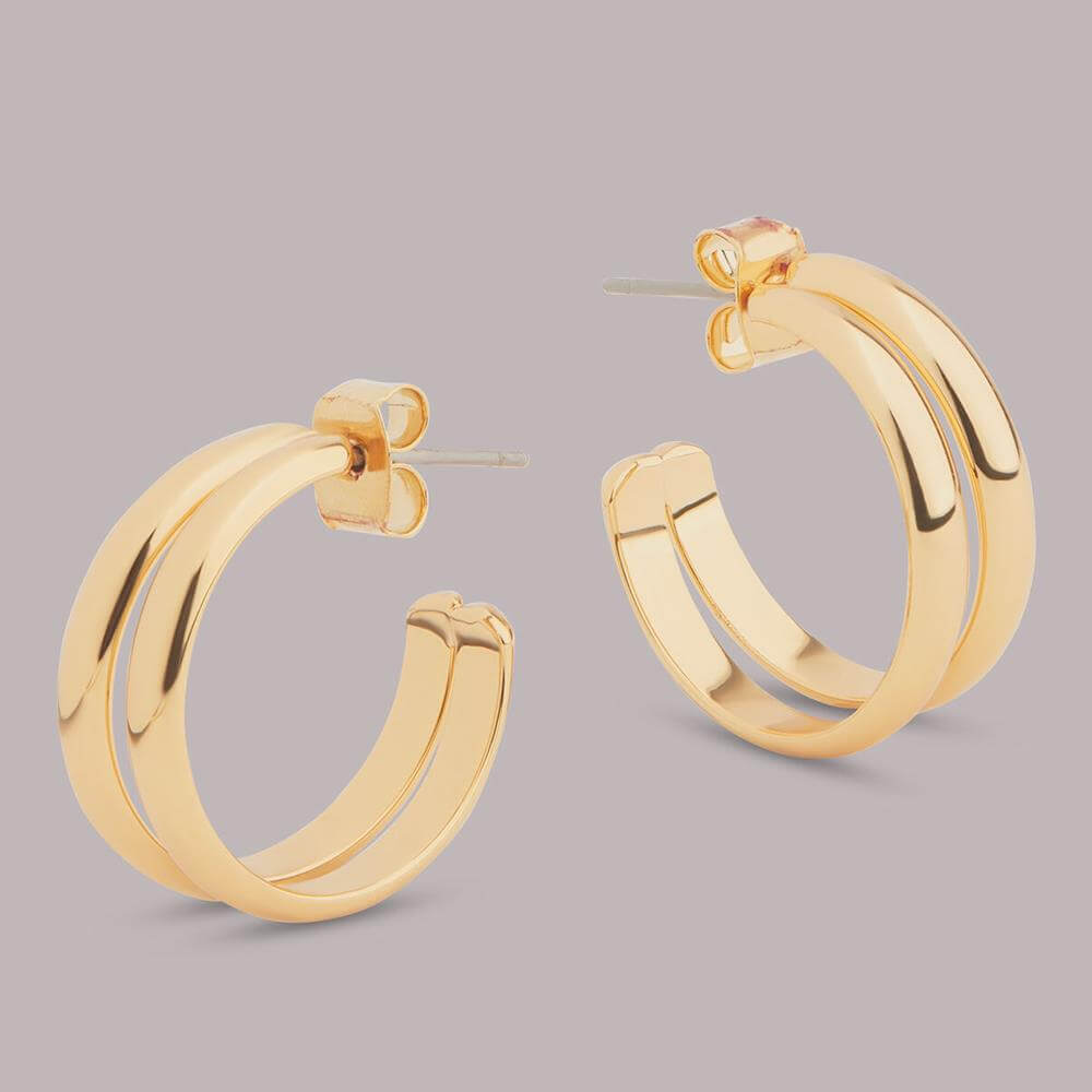 Whistles Gold Tone Double Ring Hoop Earrings Jarrolds, Norwich
